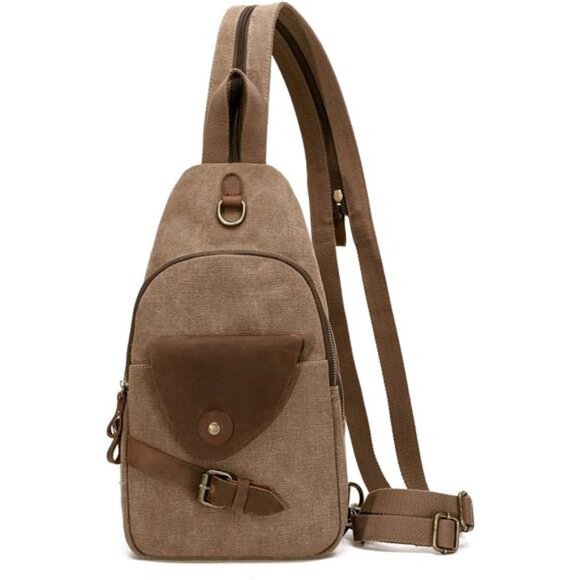 KL928 Canvas Sling Bag Crossbody Backpack Shoulder Casual Rucksack for Men Women